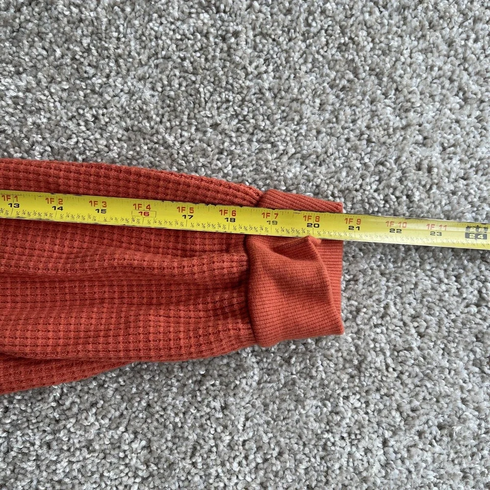 Madewell Sweater Womens Large Orange V Neck Waffle Knit Long Sleeve Pullover
